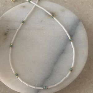 Elegant White and Gold Beaded Necklace